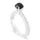 Platinum Black Diamond Solitaire Engagement Ring, 1.20 Carat Filigree Engraved Handmade
