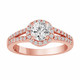 Natural Diamond Halo Engagement Ring 1.03 Carat 14K Rose Gold GIA Certified Unique Handmade