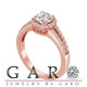 Natural Diamond Halo Engagement Ring 1.03 Carat 14K Rose Gold GIA Certified Unique Handmade