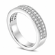 Two Row Diamond Wedding Band, Half Eternity 4 mm Unique Anniversary Ring 14K White Gold, Yellow Gold or Rose Gold 0.45 Carat Certified Handmade