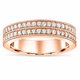 Two Row Diamond Wedding Band, Half Eternity 4 mm Unique Anniversary Ring 14K White Gold, Yellow Gold or Rose Gold 0.45 Carat Certified Handmade