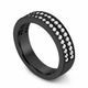 Vintage Style Diamond Wedding Band, Half Eternity Two Row 4 mm Anniversary Ring 14K Black Gold 0.45 Carat Handmade Unique