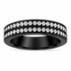 Vintage Style Diamond Wedding Band, Half Eternity Two Row 4 mm Anniversary Ring 14K Black Gold 0.45 Carat Handmade Unique