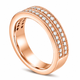 Half Eternity Diamond Wedding Band Two Rows Anniversary Ring, 4mm 0.45 Carat 18K White Gold, Rose Gold, Yellow Gold Or Black Gold Certified Handmade