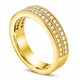 Half Eternity Diamond Wedding Band Two Rows Anniversary Ring, 4mm 0.45 Carat 18K White Gold, Rose Gold, Yellow Gold Or Black Gold Certified Handmade