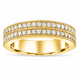 Half Eternity Diamond Wedding Band Two Rows Anniversary Ring, 4mm 0.45 Carat 18K White Gold, Rose Gold, Yellow Gold Or Black Gold Certified Handmade