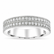 Half Eternity Diamond Wedding Band Two Rows Anniversary Ring, 4mm 0.45 Carat 18K White Gold, Rose Gold, Yellow Gold Or Black Gold Certified Handmade