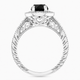 Black Diamond Halo Engagement Ring 1.48 Carat Vintage Unique Filigree Handmade Certified 14K White Gold Yellow Gold Rose Gold