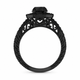 Black Diamond Engagement Ring 1.48 Carat Unique Vintage Filigree Halo Heart Design Certified Handmade 14K Black Gold