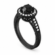 Black Diamond Engagement Ring 1.48 Carat Unique Vintage Filigree Halo Heart Design Certified Handmade 14K Black Gold