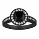 Black Diamond Engagement Ring 1.48 Carat Unique Vintage Filigree Halo Heart Design Certified Handmade 14K Black Gold