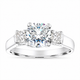 1.50 Carat Natural Diamond Three Stone Engagement Ring 14K White Gold GIA Certified Handmade