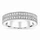 Platinum Diamond Wedding Band Unique Half Eternity Two Row 4 mm Anniversary Ring 0.45 Carat Certified Handmade