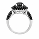 Rose Cut Black Diamond Engagement Ring, Pear Shaped Double Halo 2.70 Carat 14k White Gold Unique Handmade Certified