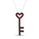 Ruby Key Pendant Necklace 14K Black Gold 0.50 Carat Handmade
