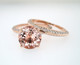 Morganite and Diamonds Engagement Rings Set Rose Gold 1.84 Carat Certified Pave Handmade
