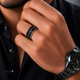 3 Carat Black Diamond Men’s Wedding Band 8mm Two Row Pave 14K White Gold Handmade Certified