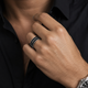 3 Carat Black Diamond Men’s Wedding Band 8mm Two Row Pave 14K White Gold Handmade Certified