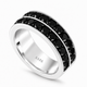3 Carat Black Diamond Men’s Wedding Band 8mm Two Row Pave 14K White Gold Handmade Certified