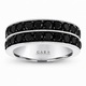 3 Carat Black Diamond Men’s Wedding Band 8mm Two Row Pave 14K White Gold Handmade Certified