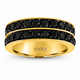 Men’s Black Diamond Wedding Band 3.00 CT 14K Yellow Gold 8mm Two Row Pave Unique Handmade Ring