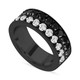 Black & White Diamond Men’s Wedding Band 2.80 Carat 8mm Two Row Pave 14K Black Gold Handmade
