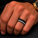 Black & White Diamond Men’s Wedding Band 2.80 Carat 8mm Two Row Pave 14K Black Gold Handmade
