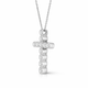 Platinum Diamond Cross Pendant Necklace 0.44 Carat Certified Handmade