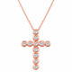 Diamond Cross Pendant Necklace 0.44 Carat 14K Rose Gold Certified Handmade