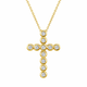 Natural Diamond Cross Pendant Necklace 0.44 Carat 14K Yellow Gold Certified Handmade