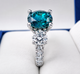 Blue Diamond Engagement Ring 2.82 Carat Unique Gallery Design Anniversary Ring 14K White Gold Handmade Certified
