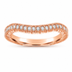 Filigree Diamond Matching Curve Wedding Band Vintage Style Unique 14K White or Yellow or Rose Gold  0.18 Carat Handmade