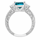 Princess Cut London Blue Topaz & Diamonds Engagement Ring 2.13 Carat 14K White Gold or Rose Gold Vintage Scroll Design Unique Certified Handmade