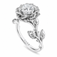 Floral Solitaire Diamond Engagement Ring, Rose Flower Unique Anniversary Ring, 1.01 Carat  GIA Certified 14K White, Rose, Yellow Gold Handmade