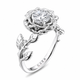 Platinum Rose Flower Diamond Engagement Ring, Floral Solitaire Anniversary Ring  Unique 1.01 Carat GIA Certified Handmade