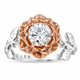 Floral Diamond Engagement Ring Unique Rose Flower Anniversary Ring 1.01 Carat GIA Certified 18K Rose Gold or Yellow Gold Handmade