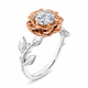 Floral Diamond Engagement Ring Unique Rose Flower Anniversary Ring 1.01 Carat GIA Certified 18K Rose Gold or Yellow Gold Handmade