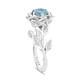 Unique Aquamarine Floral Engagement Ring 1.00 Carat Handmade 14K Gold Nature Inspired Design