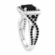2.65 Carat Princess Cut Black Diamond Infinity Twist Halo Engagement Ring in 14K White Gold Unique Certified Handmade