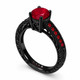 Ruby Filigree Engagement Ring 0.66 Carat Vintage Style 14k Black Gold Certified Unique Handmade