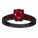 Ruby Filigree Engagement Ring 0.66 Carat Vintage Style 14k Black Gold Certified Unique Handmade