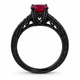 Ruby Filigree Engagement Ring 0.66 Carat Vintage Style 14k Black Gold Certified Unique Handmade