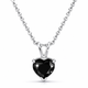 Platinum Heart Shaped Black Diamond Solitaire Pendant Necklace 1.75 Carat Handmade Certified
