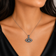 Diamond Evil Eye Pendant Necklace 0.40 Carat Unique Filigree Milgrain 14K Black Gold Handmade
