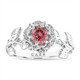 Platinum Pink Diamond Floral Engagement Ring, Unique Rose Flower 0.45 Carat Certified Handmade