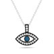 Blue Diamond Evil Eye Pendant Necklace 0.40 Carat Filigree Milgrain 14K Black Gold Handmad
