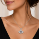 Platinum Evil Eye Blue Diamond Pendant Necklace 0.40 Carat Unique Handmade
