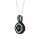 Green Diamond Evil Eye Pendant Necklace 0.40 Carat Filigree Milgrain Vintage 14K Black Gold Handmade