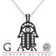 Large Hamsa Diamond Pendant Necklace, Unique  1.70 Carat 14K Black Gold Handmade
