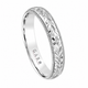 Floral Hand Engraved Wedding Band 14K White Gold, Yellow Gold Vintage Anniversary Ring 4mm Handmade